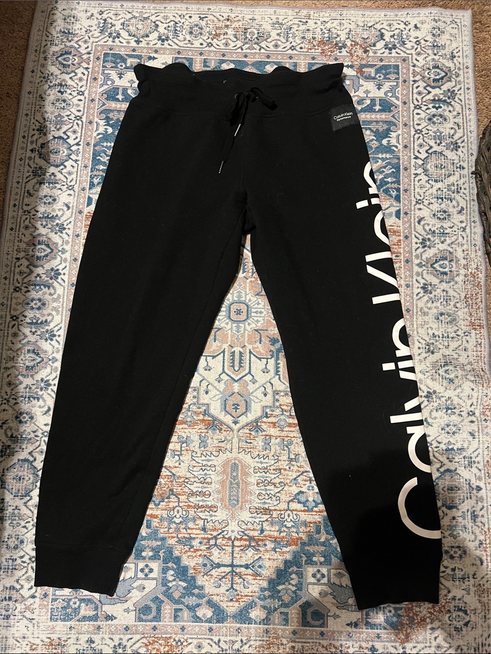 Calvin Klein Women Black Jogger Pants with White Side Logo, Never Worn